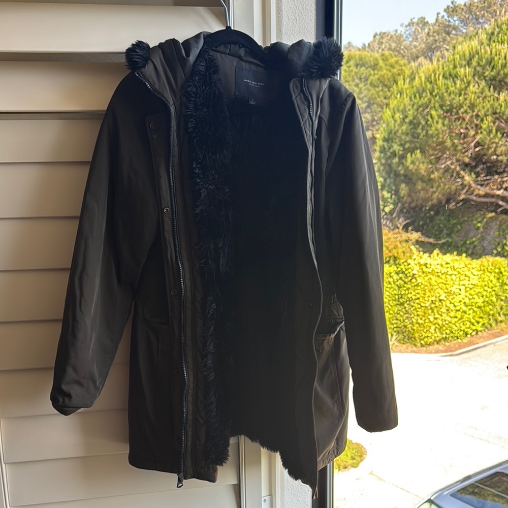 Marc New York Women's Black Fur-Lined Puffer Hooded Jacket! 🧥